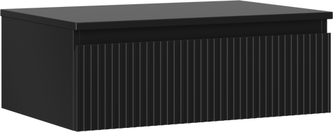 Mexen Rivel badkamerkastje onder de wastafel 70 cm met blad, 1 lade, gegroefd, zwart mat - 91A20-07023-1-BFC71