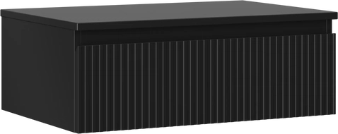 Mexen Rivel meuble de salle de bains sous-vasque 70 cm avec plateau, 1 tiroir, rainuré, noir mat - 91A20-07023-1-BFC71