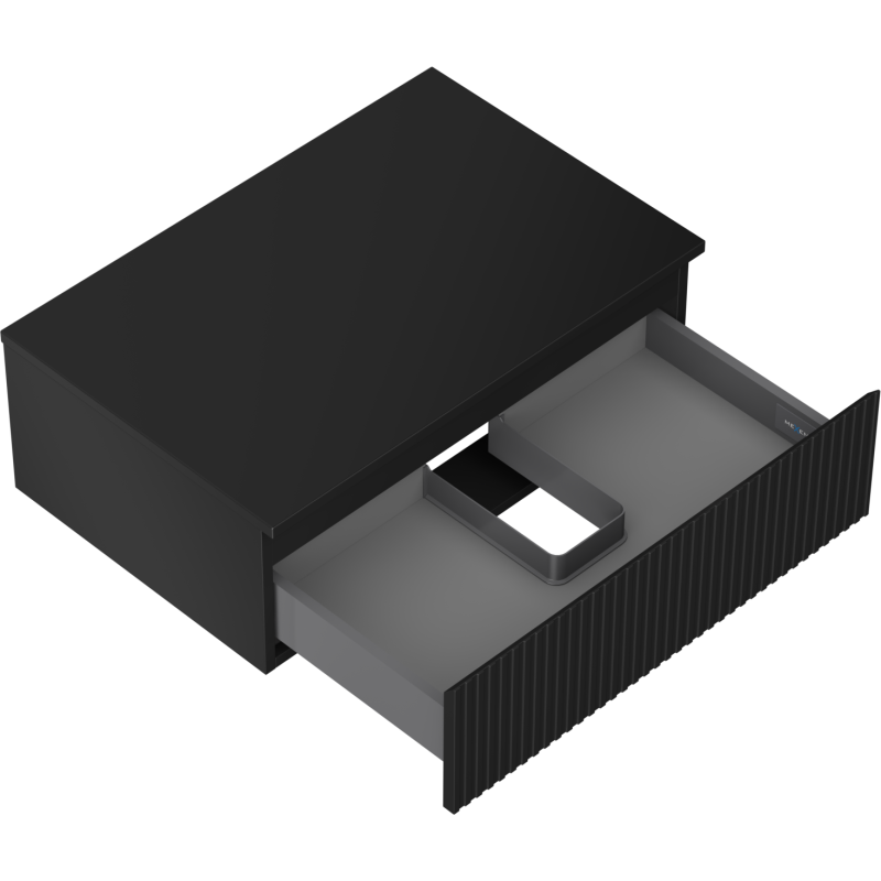 Mexen Rivel bathroom cabinet for under-sink 70 cm with countertop, 1 drawer, fluted, matte black - 91A20-07023-1-BFC71