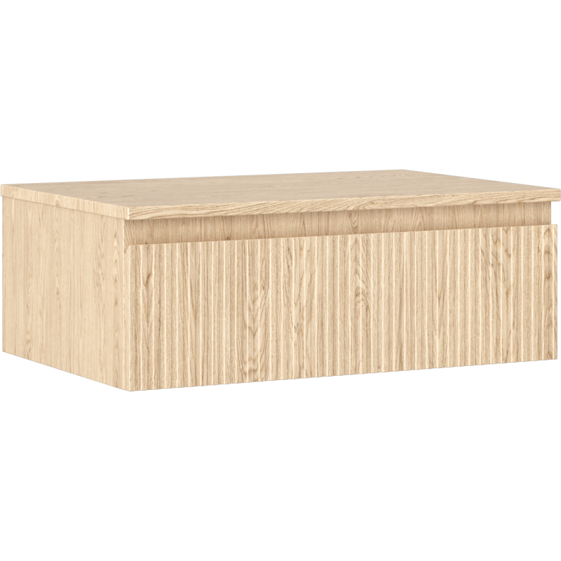 Mexen Rivel Badezimmerschrank 70 cm mit Arbeitsplatte, 1 Schublade, geriffelt, Eiche - 91A20-07023-1-BFC81