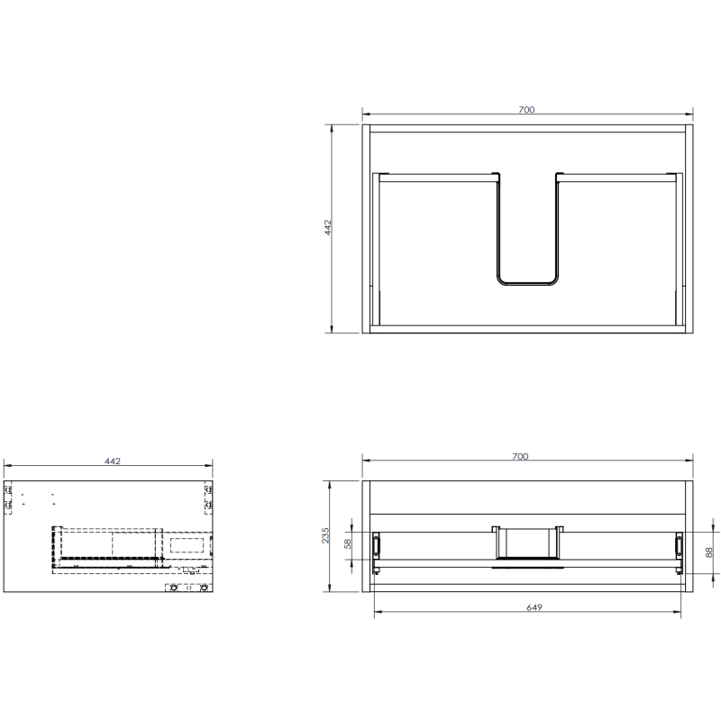 Mexen Rivel mueble de baño bajo lavabo 70 cm con encimera, 1 cajón, ranurado, roble - 91A20-07023-1-BFC81