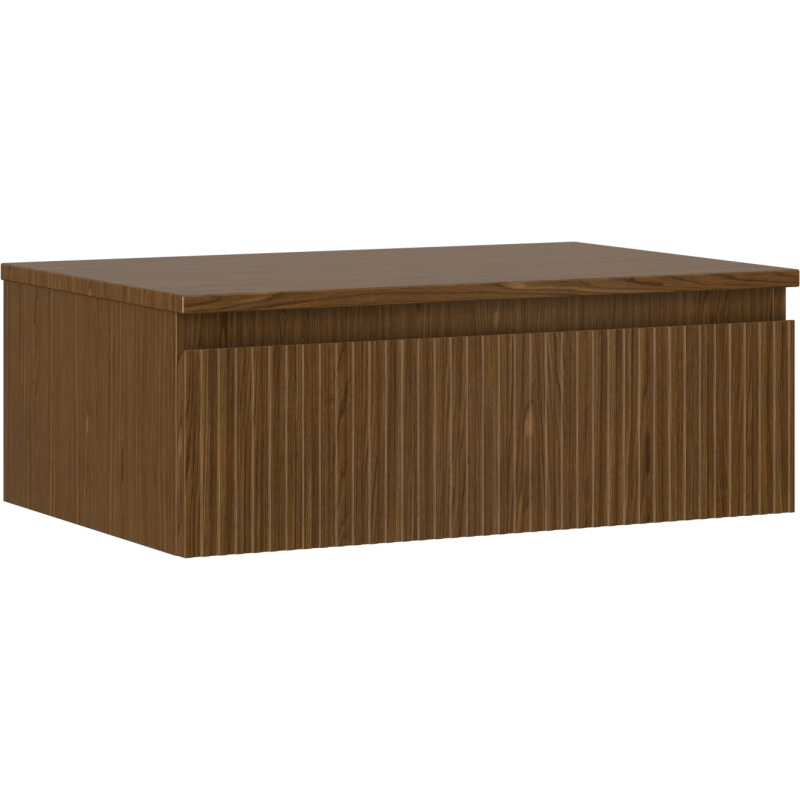 Mexen Rivel armário de casa de banho por baixo do lavatório 70 cm com bancada, 1 gaveta, frisado, nogueira -