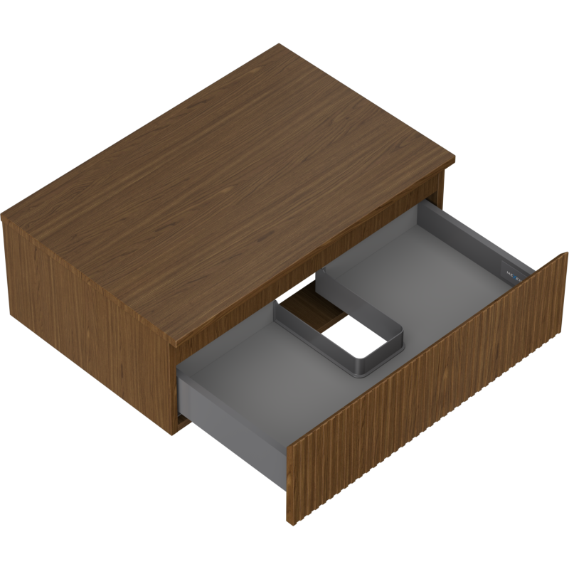 Mexen Rivel bathroom cabinet for sink 70 cm with countertop, 1 drawer, grooved, walnut - 91A20-07023-1-BFC86