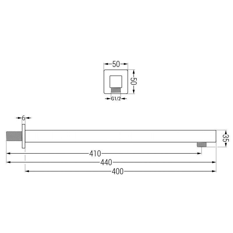 Mexen braccio doccia a parete 40 cm cromo - 79111-00