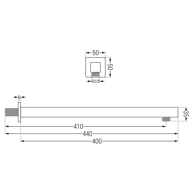 Mexen Cube Επιτοίχιος βραχίονας ντους 40 cm χρωμέ - 79111-00