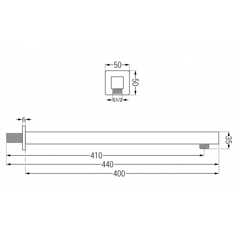 Mexen väggmonterad duscharm 40 cm krom - 79111-00