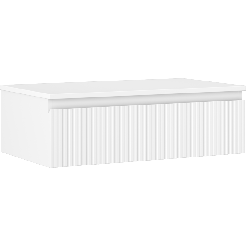 Mexen Rivel Badezimmerunterschrank für Waschbecken 80 cm mit Platte, 1 Schublade, gerillt, weiß matt - 91A20-08023-1-BFC01
