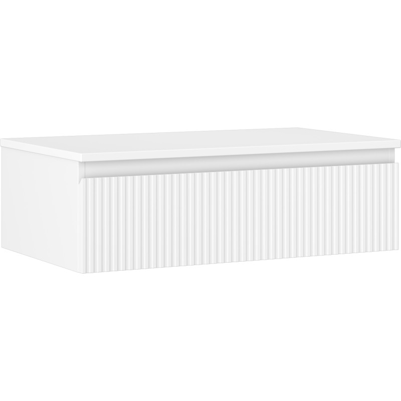 Mexen Rivel mobiletto del bagno sottolavabo 80 cm con piano, 1 cassetto, scanalato, bianco opaco - 91A20-08023-1-BFC01