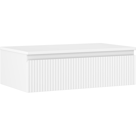 Mexen Rivel Badezimmerunterschrank für Waschbecken 80 cm mit Platte, 1 Schublade, gerillt, weiß matt - 91A20-08023-1-BFC01