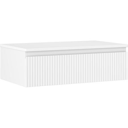Mexen Rivel badkamerkast onder wastafel 80 cm met blad, 1 lade, geribbeld, wit mat - 91A20-08023-1-BFC01
