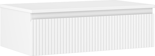 Mexen Rivel badkamerkast onder wastafel 80 cm met blad, 1 lade, geribbeld, wit mat - 91A20-08023-1-BFC01