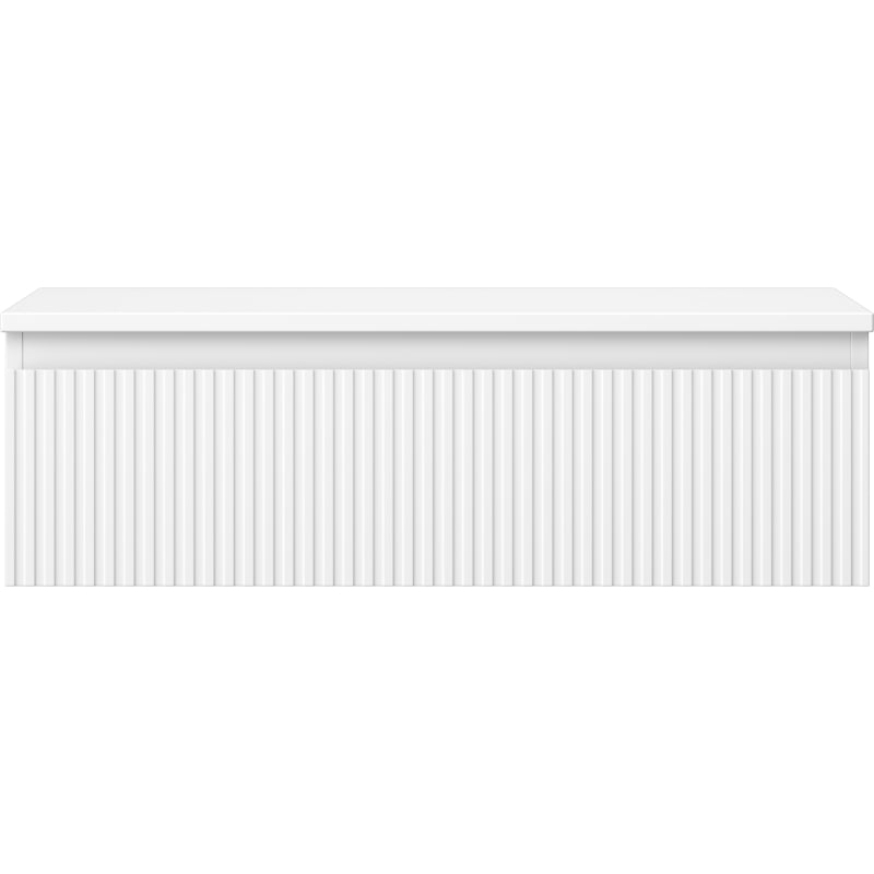 Mexen Rivel Badezimmerschrank unter Waschbecken 80 cm mit Arbeitsplatte, 1 Schublade, geriffelt, weiß matt