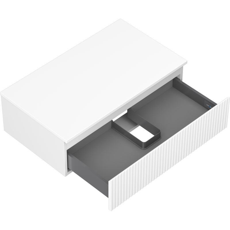 Mexen Rivel Badezimmerschrank 80 cm mit Arbeitsplatte, 1 Schublade, geriffelt, weiß matt - 91A20-08023-1-BFC01