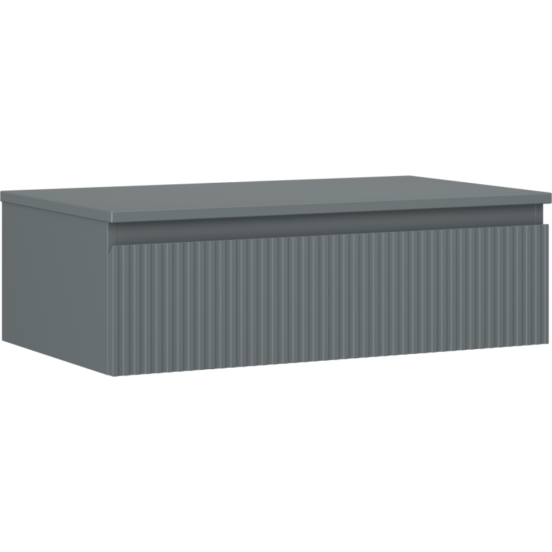 Mexen Rivel mueble de baño bajo lavabo de 80 cm con encimera, 1 cajón, ranurado, grafito mate - 91A20-08023-1-BFC66