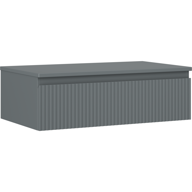 Mexen Rivel szafka łazienkowa podumywalkowa 80 cm z blatem, 1 szuflada, ryflowana , grafit mat - 91A20-08023-1-BFC66