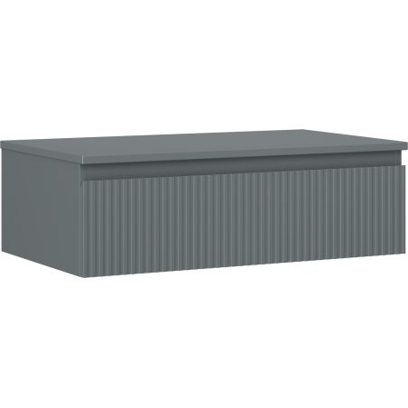 Mexen Rivel bathroom cabinet under-sink 80 cm with countertop, 1 drawer, fluted, matte graphite - 91A20-08023-1-BFC66