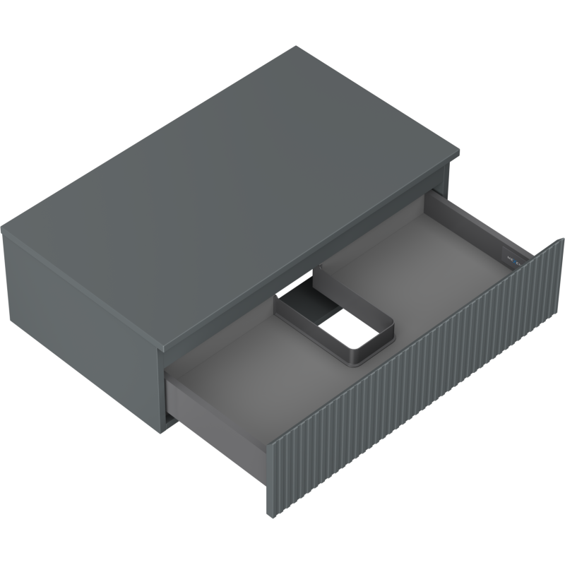 Mexen Rivel badkamerkast onder de wastafel 80 cm met blad, 1 lade, gegroefd, grafiet mat - 91A20-08023-1-BFC66