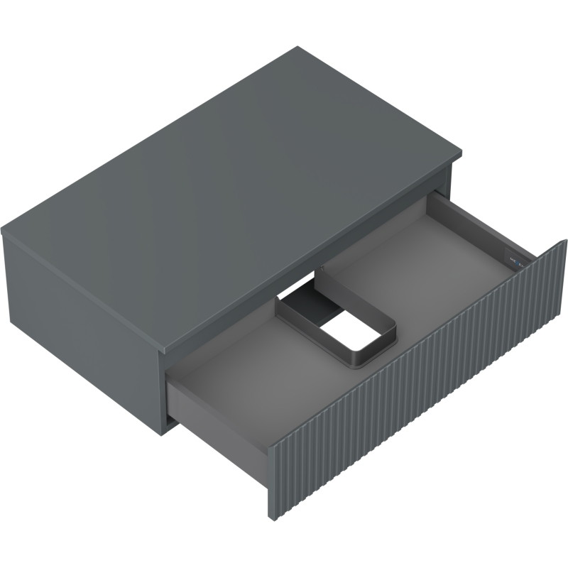 Mexen Rivel badkamerkast onder wastafel 80 cm met blad, 1 lade, gegroefd, grafiet mat - 91A20-08023-1-BFC66