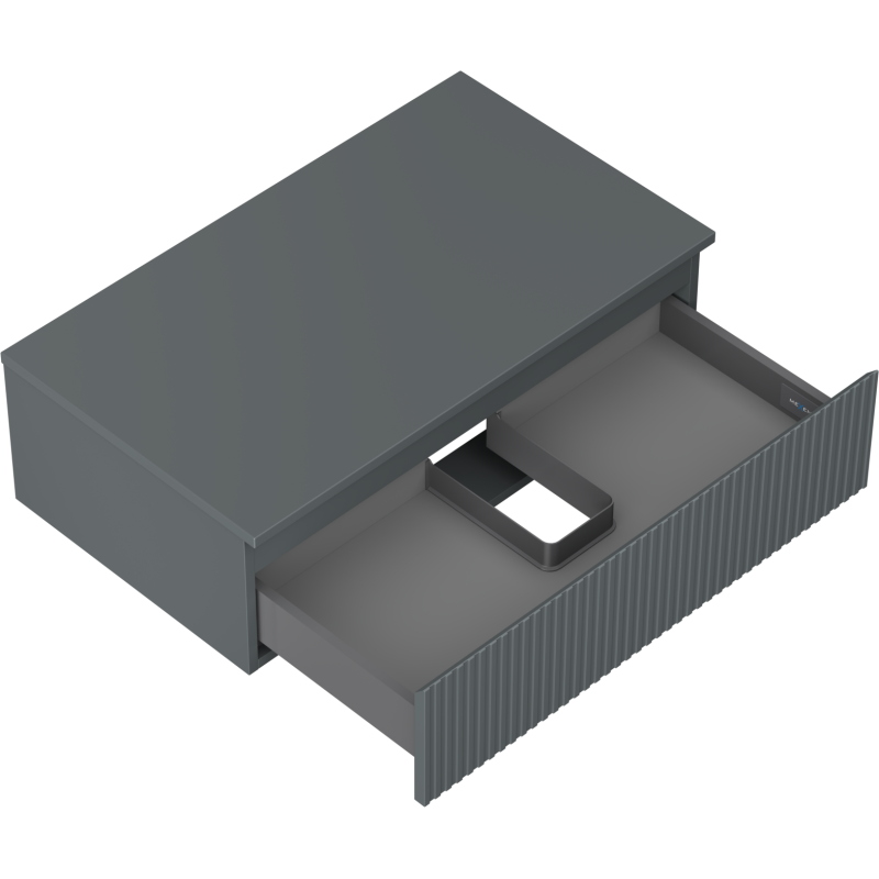 Mexen Rivel bathroom cabinet under-sink 80 cm with countertop, 1 drawer, fluted, matte graphite - 91A20-08023-1-BFC66