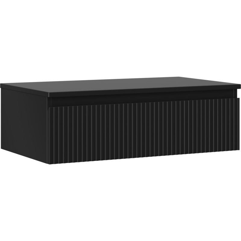 Mexen Rivel mobiletto da bagno sottolavabo 80 cm con piano, 1 cassetto, scanalato, nero opaco - 91A20-08023-1-BFC71