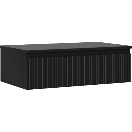 Mexen Rivel Meuble de salle de bains sous lavabo 80 cm avec plan, 1 tiroir, rainuré, noir mat - 91A20-08023-1-BFC71