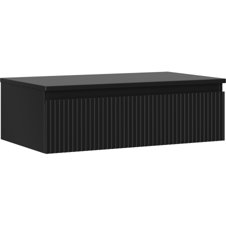 Mexen Rivel szafka łazienkowa podumywalkowa 80 cm z blatem, 1 szuflada, ryflowana , czarna mat - 91A20-08023-1-BFC71