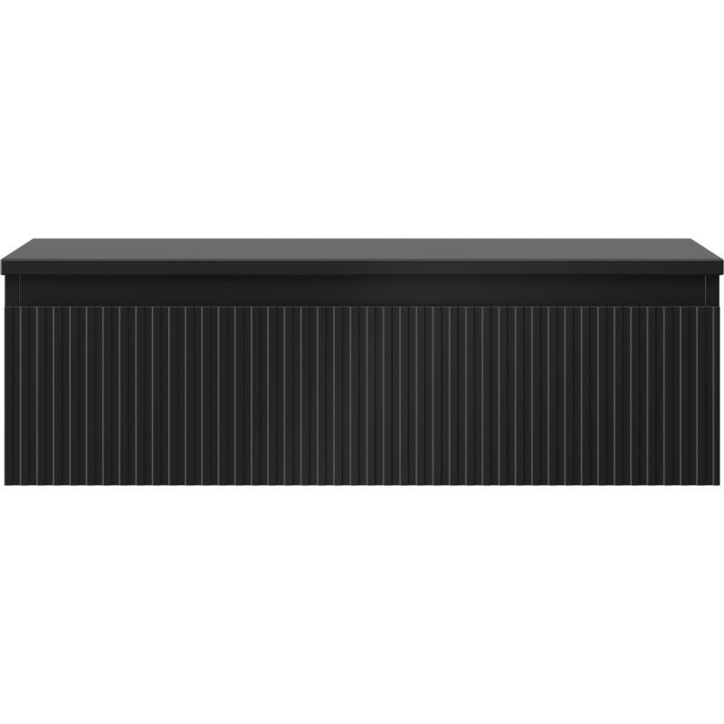 Mexen Rivel mobiletto da bagno sottolavabo 80 cm con piano, 1 cassetto, scanalato, nero opaco - 91A20-08023-1-BFC71