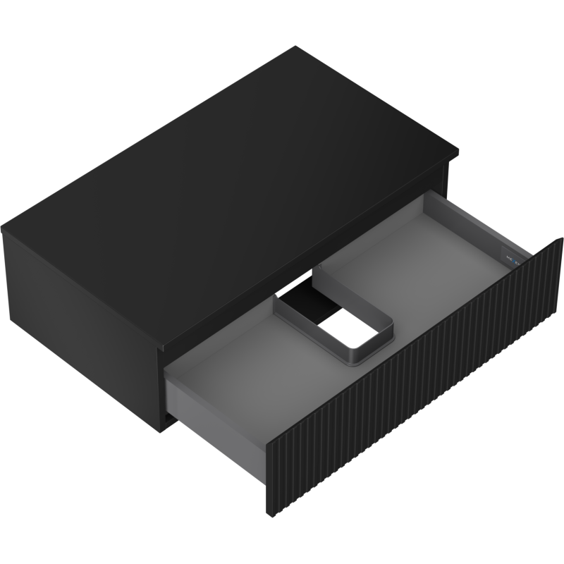Mexen Rivel meuble de salle de bain sous-lavabo 80 cm avec plateau, 1 tiroir, rainuré, noir mat - 91A20-08023-1-BFC71