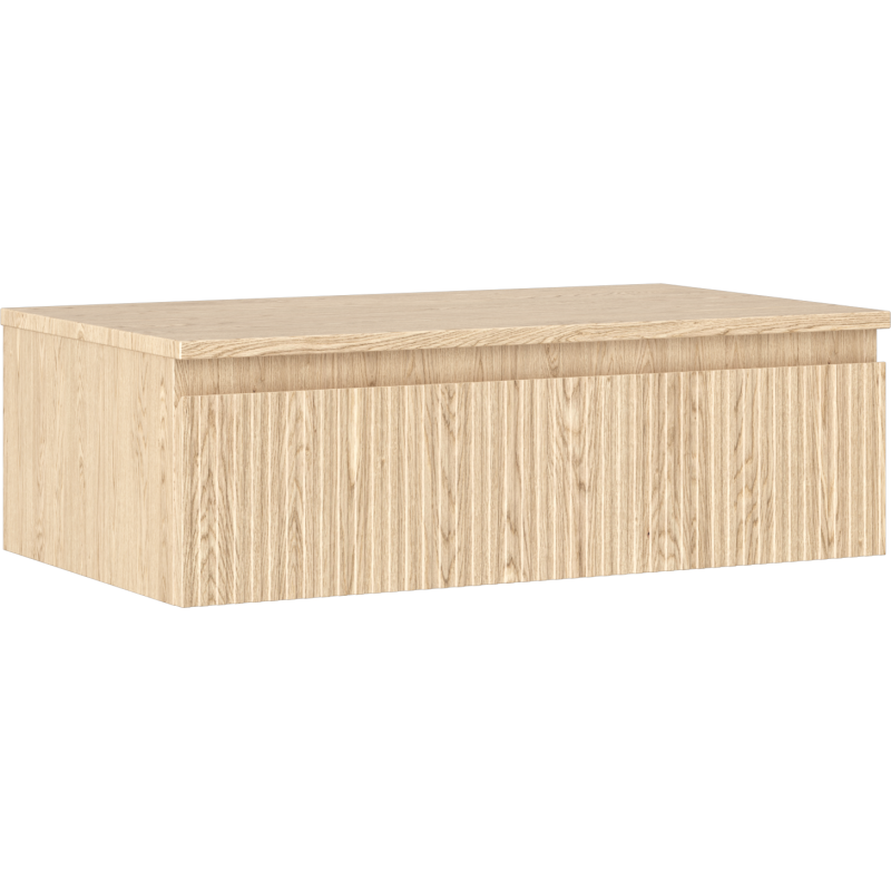 Mexen Rivel Badezimmerunterschrank für Waschbecken 80 cm mit Arbeitsplatte, 1 Schublade, gerillt, Eiche - 91A20-08023-1-BFC81