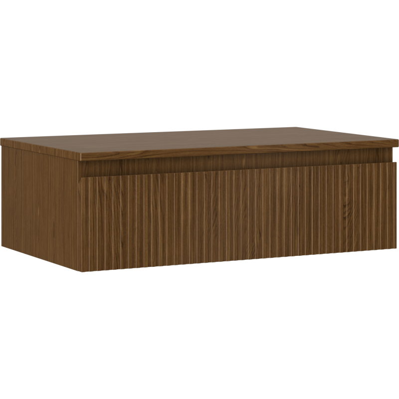 Mexen Rivel 80 cm Waschbeckenschrank mit Arbeitsplatte, 1 Schublade, geriffelt, Nussbaum - 91A20-08023-1-BFC86