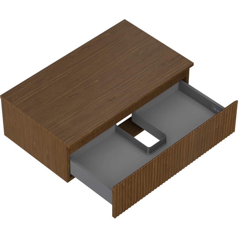 Mexen Rivel mobile bagno sottolavabo 80 cm con piano, 1 cassetto, scanalato, noce - 91A20-08023-1-BFC86