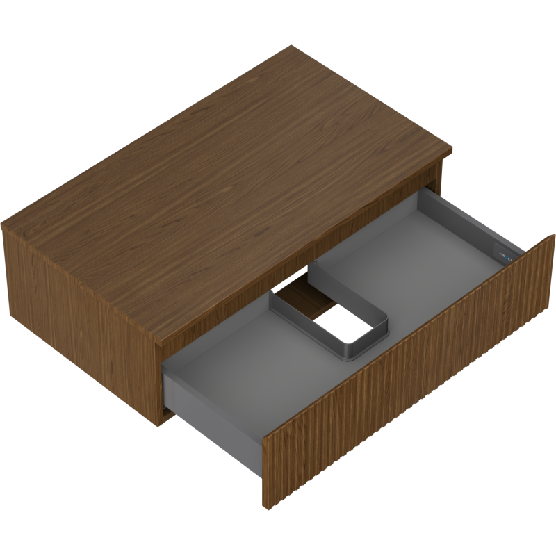 Mexen Rivel mueble de baño de 80 cm con encimera, 1 cajón, ranurado, nogal - 91A20-08023-1-BFC86