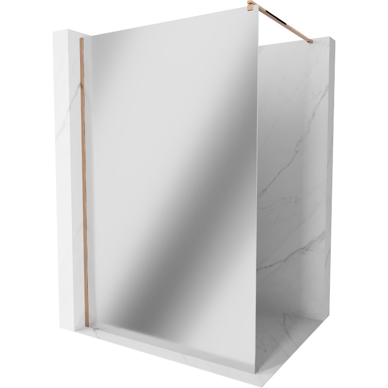 Mexen Kioto Walk-in Shower Wall 100 x 200 cm, Mirror 8 mm, Pink Gold - 800-100-101-60-50