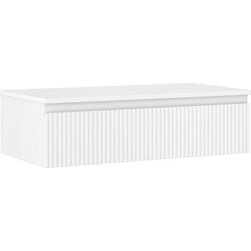 Mexen Rivel 90 cm kraanikausialune vannitoakapp lauaga, 1 sahtel, sooneline, valge matt - 91A20-09023-1-BFC01