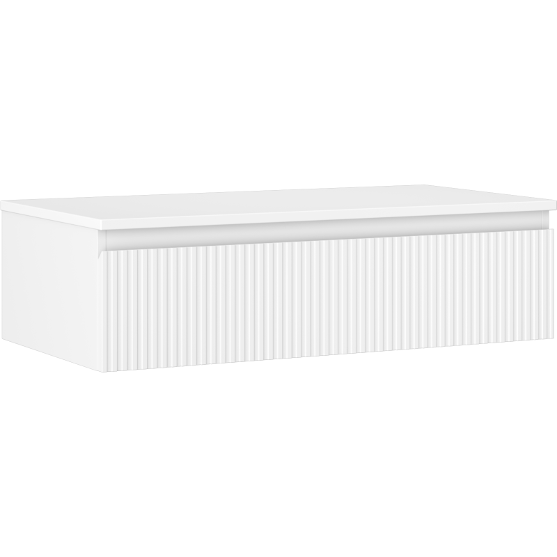 Mexen Rivel badkamermeubel onder wastafel 90 cm met blad, 1 lade, geribbeld, wit mat - 91A20-09023-1-BFC01
