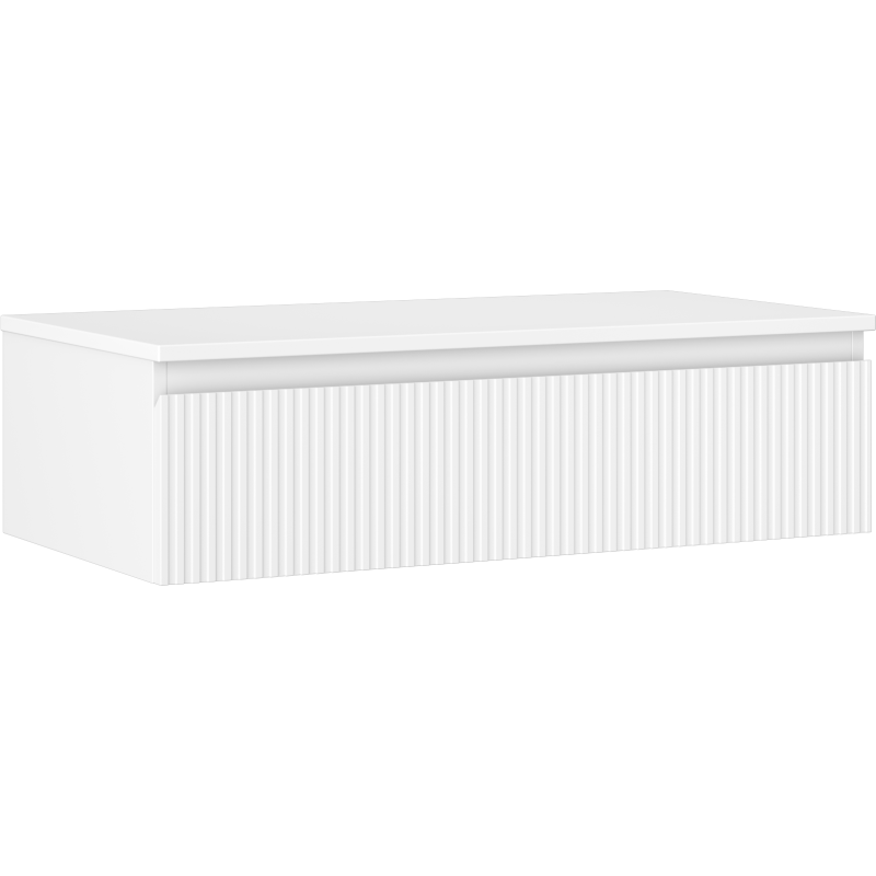 Mexen Rivel mobile da bagno per lavabo 90 cm con piano, 1 cassetto, scanalato, bianco opaco - 91A20-09023-1-BFC01