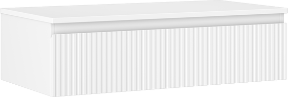 Mexen Rivel mueble de baño bajo lavabo de 90 cm con encimera, 1 cajón, estriado, blanco mate - 91A20-09023-1-BFC01