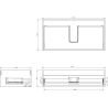 Mexen Rivel badkamermeubel onder wastafel 90 cm met blad, 1 lade, geribbeld, wit mat - 91A20-09023-1-BFC01