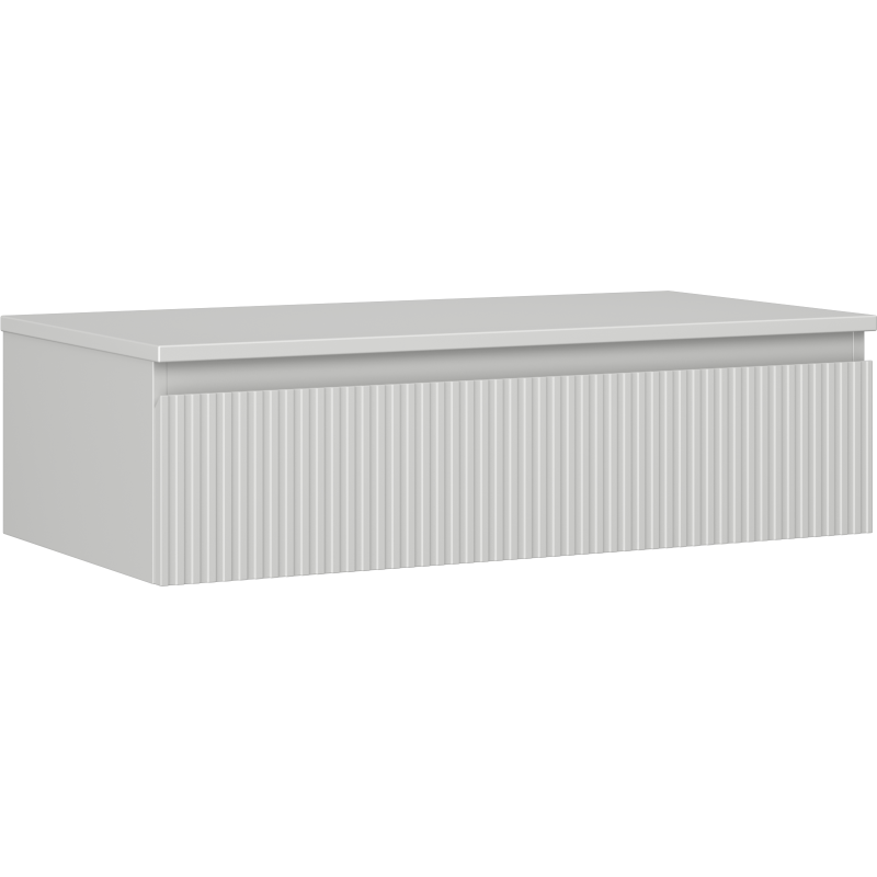 Mexen Rivel bathroom vanity unit 90 cm with countertop, 1 drawer, fluted, matte grey - 91A20-09023-1-BFC62