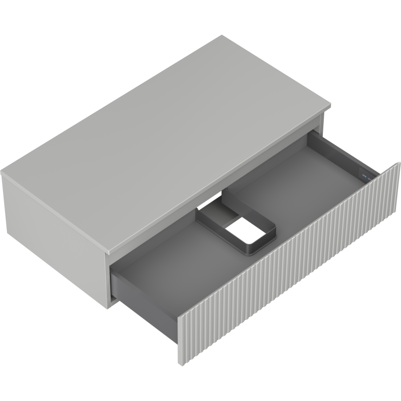 Mexen Rivel bathroom vanity unit 90 cm with countertop, 1 drawer, fluted, matte grey - 91A20-09023-1-BFC62