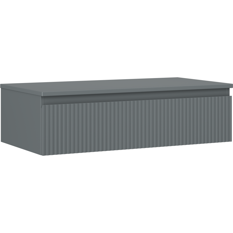 Mexen Rivel szafka łazienkowa podumywalkowa 90 cm z blatem, 1 szuflada, ryflowana , grafit mat - 91A20-09023-1-BFC66