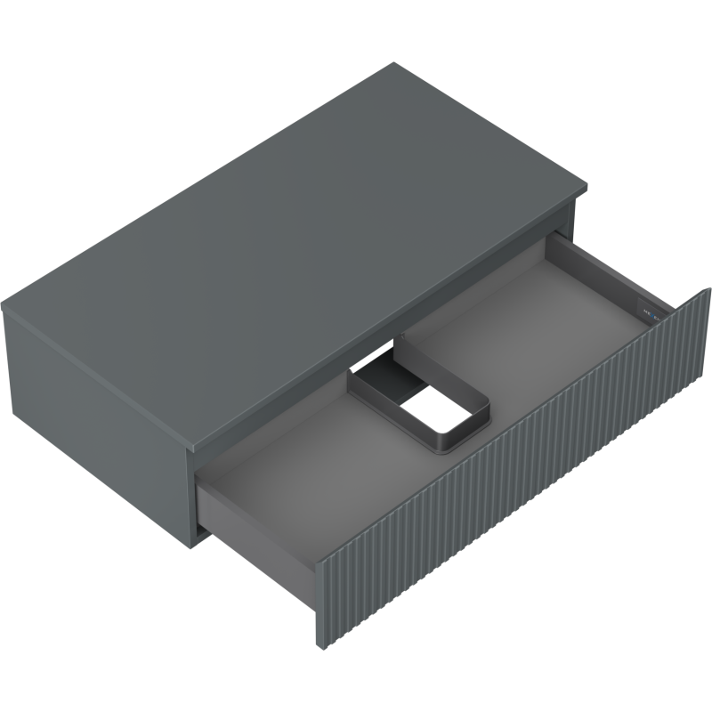 Mexen Rivel badkamerkast 90 cm met blad, 1 lade, geribbeld, grafiet mat - 91A20-09023-1-BFC66