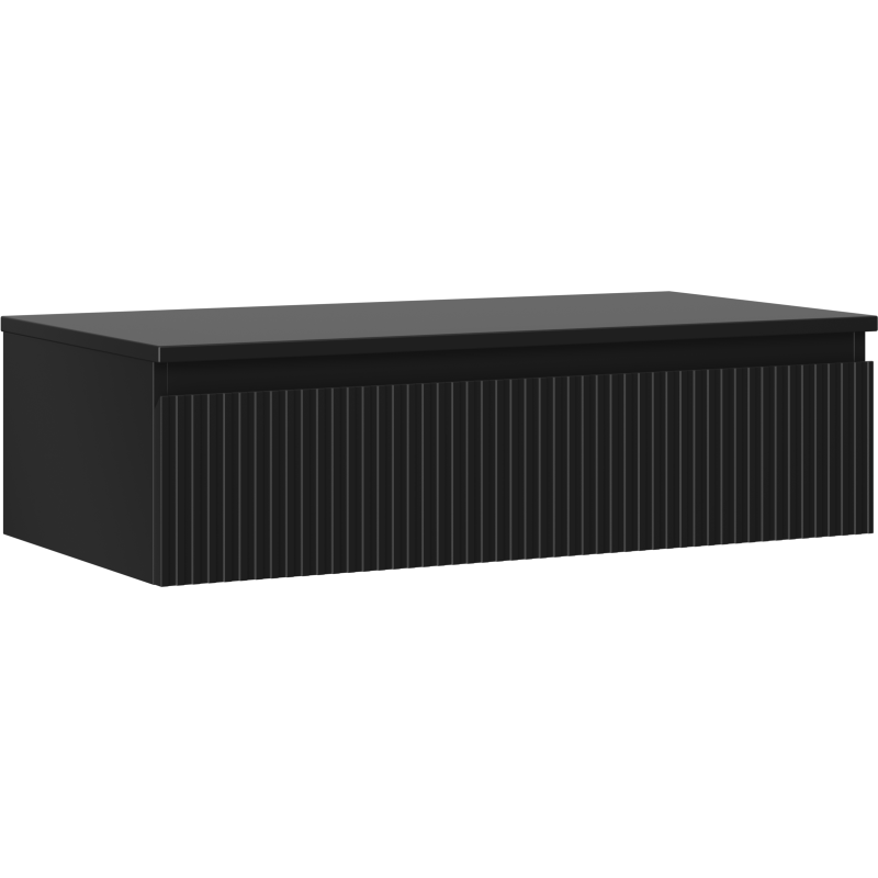 Mexen Rivel Badezimmerschrank 90 cm mit Arbeitsplatte, 1 Schublade, geriffelt, schwarz matt - 91A20-09023-1-BFC71