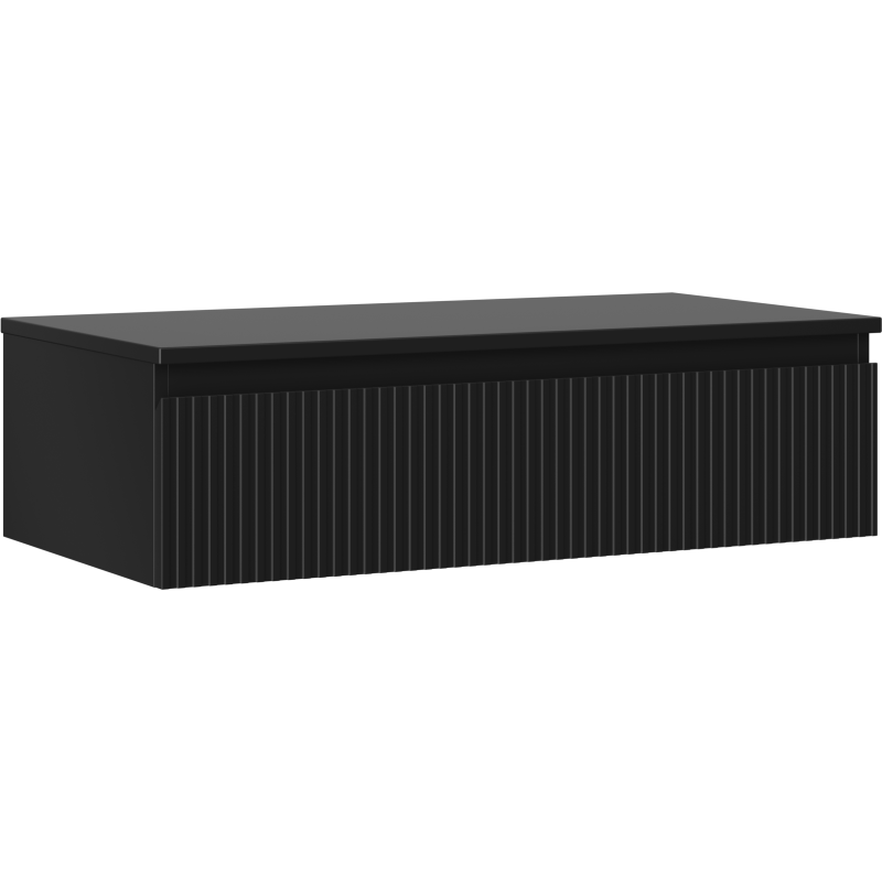 Mexen Rivel mueble de baño para lavabo de 90 cm con encimera, 1 cajón, ranurado, negro mate - 91A20-09023-1-BFC71