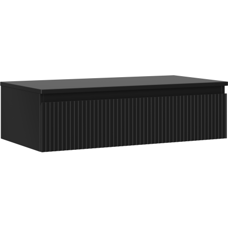 Mexen Rivel Badezimmerschrank 90 cm mit Arbeitsplatte, 1 Schublade, geriffelt, schwarz matt - 91A20-09023-1-BFC71