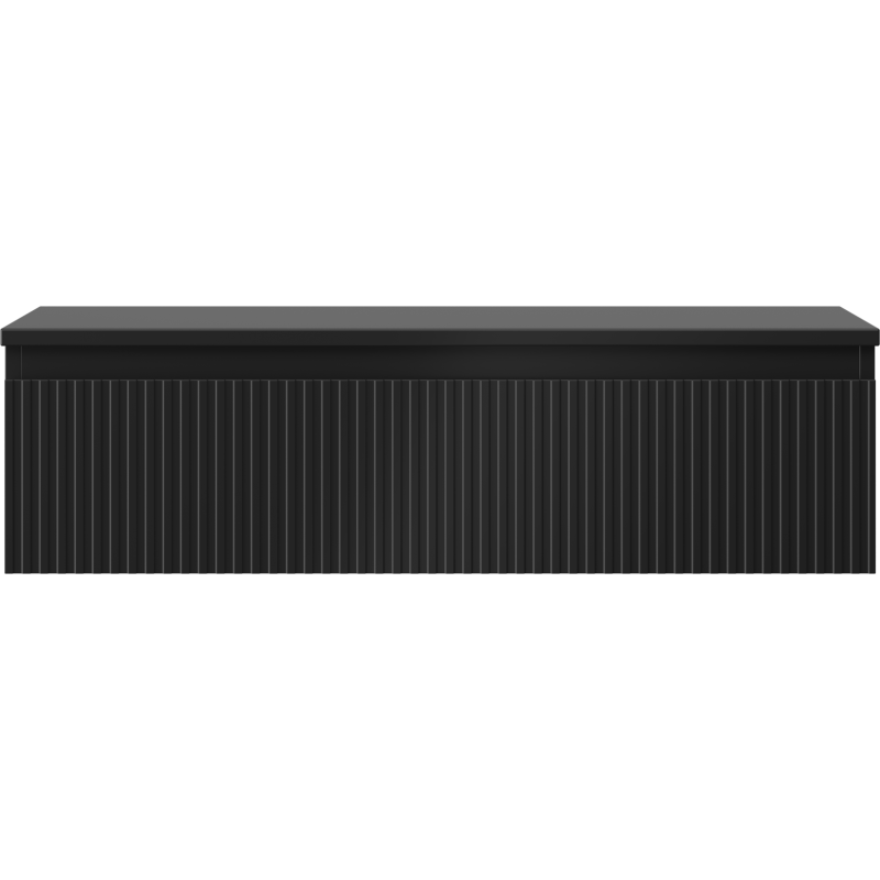 Mexen Rivel Badezimmerschrank für Waschbecken 90 cm mit Arbeitsplatte, 1 Schublade, gerillt, schwarz matt - 91A20-09023-1-BFC71