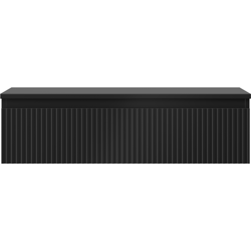 Mexen Rivel mueble de baño para lavabo de 90 cm con encimera, 1 cajón, ranurado, negro mate - 91A20-09023-1-BFC71