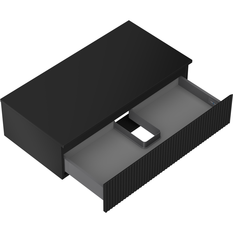 Mexen Rivel bathroom cabinet under sink 90 cm with countertop, 1 drawer, grooved, black matte - 91A20-09023-1-BFC71