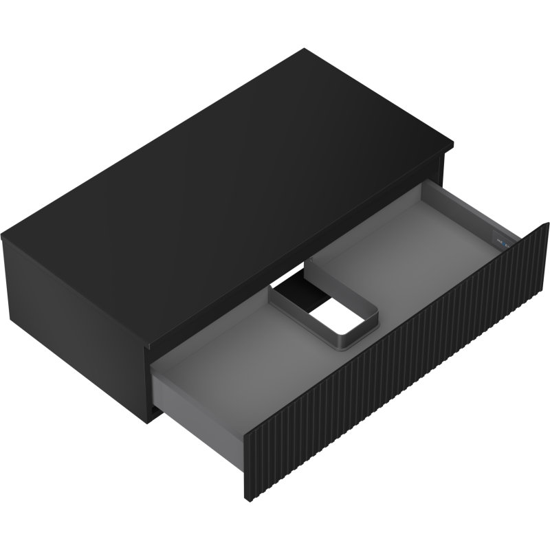Mexen Rivel mueble de baño para lavabo de 90 cm con encimera, 1 cajón, ranurado, negro mate - 91A20-09023-1-BFC71
