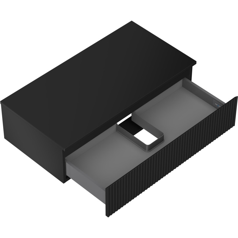 Mexen Rivel vannitoakapp valamu alune 90 cm, üks sahtel, sooneline, must matt - 91A20-09023-1-BFC71